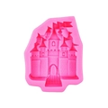 Pink silicone mold featuring a detailed castle relief design for chocolate and fondant - 1# Large Castle / Pink