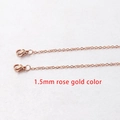 Detail view of 1.5mm rose gold stainless steel link chain with secure lobster clasp - 1.5mm Rose Gold Color