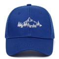 Cappellino trucker blu navy con ricamo di montagne forestali e rete traspirante - Regolabile / Blu Reale