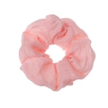 Detailed close-up of a pink pleated fabric scrunchie on a clean white background - Pink