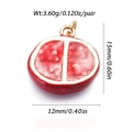 Macro view of pomegranate charms with red drip oil finish and detailed size measurements - 23-Pomegranate