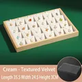 Bamboo jewelry display tray with 24 compartments, beige velvet lining and dust-proof lid - 24 Grids / Beige (Bead Velvet)