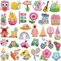 Frühlings-Kollektion bunter Stickpatches mit Tier- und Gartenmotiven für Kleidung - Frühlingsthema A