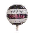 18 inch ronde Happy Birthday folieballon met zwart-witte strepen en gekleurde stippen - 18 Inch V (Zwart Witte Strepen Stippen)