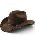 Classic brown western cowboy hat with decorative leather band and silver flower accents - M (56-58cm) / Coffee