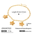 Golden stainless steel floral necklace with 45cm plus 5cm chain length details - Large Diameter Floral Necklace-Gold