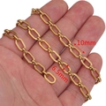 Golden stainless steel oval link chain for DIY jewelry with 10mm x 6.5mm size details - Minimalist Oval Chain 10x6.5mm / Gold