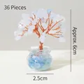 Mini light blue crystal money tree handmade with copper wire in a small glass jar - 36 Crystals Aquamarine (Mini Fish Tank)