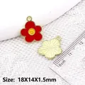DIY alloy red flower pendant with yellow smiley face center for jewelry making - Red Smile Flower (BK1608#)