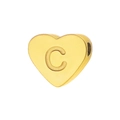 Detailed close-up of golden heart pendant with embossed letter C made of titanium steel - Letter C