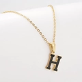 Collar de cadena de acero inoxidable dorado con colgante de letra H negra - Letra H Dorada