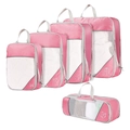 Five-piece bright pink compression travel packing cube set with mesh and icons - Five-Piece Set / Pink