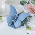 Matte Morandi blue butterfly hair claw clip for elegant hairstyles and updos - Blue