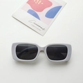 Kids vintage square sunglasses featuring a white acrylic frame and dark grey lenses - Grayish White