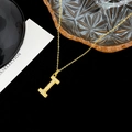 Collier en argent S925 avec pendentif lettre I serti de zircons et finition or 18K - Lettre I