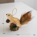 Realistic 14cm squirrel ornament with pinecone and wood base for Christmas tree - Style C Squirrel Pendant