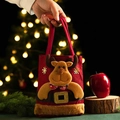 Christmas gift bag with 3D plush reindeer design and festive golden buckle detail - Reindeer Style