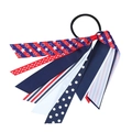 Girl ribbon hair tie with American flag stars and stripes pattern in red white blue - Style 4
