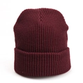Classic burgundy ribbed knit beanie with wide cuffed brim for winter warmth - One Size / Elastic / Burgundy