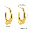 Detailansicht der goldenen C-förmigen Tropfenohrringe mit Maßen 28mm mal 22mm - Tropfenform Poliertes Gold (22576_3)