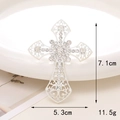 Ciondolo a croce traforata in argento con strass scintillanti e motivo floreale - Argento D294 Croce con Strass