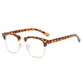 Classic semi-rimless polarized sunglasses with brown tortoiseshell frame and gold metal accents - Leopard Gold Anti-Blue Light C24