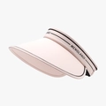 Stylish light pink wide brim sun visor for women with black trim and lettering - Adjustable / Pink