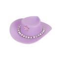 Miniature purple cowboy hat with rhinestone chain and pink star for doll accessory - Purple Cowboy Hat With White Rhinestone Chain