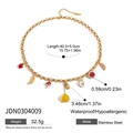 Collier doré en acier inoxydable avec pendentifs fruits et spécifications de taille - Collier Pendentif Fruits d'Été (JDN0304009)