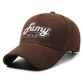 Braune Baseballkappe aus Canvas mit weißer Fumy NY&JA Buchstaben-Stickerei und gebogenem Schirm - Verstellbar / Kaffeebraun