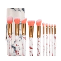 10pcs marble makeup brush set with pink bristles and matching marble storage case - Marble Pink Set With Barrel