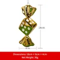 Golden plated 18cm Christmas candy ornament with dice design and white polka dots - 18CM Gold & White Dice Candy Ornament