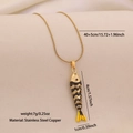 Artistic gold chain with black and gold enamel fish pendant in stainless steel - Black