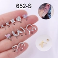 Lot de 12 piercings d'oreille en acier inoxydable avec zircons et fermoirs à vis sûrs - Style Lune (6#) / Argenté
