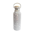17oz double wall vacuum insulated water bottle with luxury rhinestone finish and wooden lid - Silver
