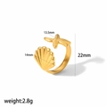 Detailed dimension guide for golden starfish and shell ring showing size and weight specs - Starfish Shell Combination (TR4079)