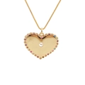 Golden heart necklace featuring a colorful crystal halo and punk evil eye zircon pendant - Rainbow Border White Heart