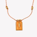 Collar bañado en oro de 18K con esmalte naranja y cordón trenzado de colores - Estilo de cuerda tejida a mano color oro naranja (N3710)