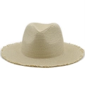 Strohhut im Fedora-Stil mit Fransenrand für sommerlichen Sonnenschutz in Beige - Beige
