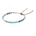 Bracelet tissé bohème avec perles Tila bleues et brunes et cordon ajustable - Bleu Brun Irisé Ajustable