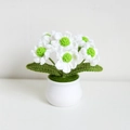 Handmade crochet white daisy flower in a white ceramic pot for home decor - White Green Small Daisy 6 Heads