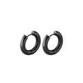 Minimalist black stainless steel hoop earrings with high-polish metallic finish for women - 12mm Pair / Black