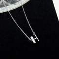 Silver S925 necklace with H-shaped pendant inlaid with sparkling cubic zirconia - 925 Silver / Silver (Initial H)