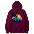 Adult burgundy hoodie with Gulf of Mexico vintage print in a relaxed fit style - Burgundy