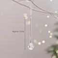 Clear glass teardrop Christmas ornament with bubble texture and white ribbon, approx. 13cm - Approx. 13cm / Round Pendant - Large