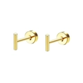 Minimalist gold T-shaped stud earrings in polished stainless steel for ear cartilage piercing - Gold T-Bar Stud Earrings Pair
