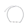 Bracciale a doppio strato in argento S925 con perle eleganti e accenti di zircone - Argento 925 / Argento