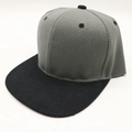 Classic grey and black flat brim snapback hat with contrast paneling and breathable eyelets - One Size / Grey + Black Brim