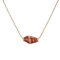 Golden bead chain necklace with a realistic red and cream striped conch shell pendant - Red