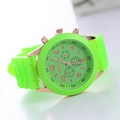 Neon green Geneva silicone watch for women with rose gold case and quartz movement - Fluorescent Green